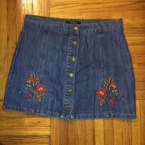 Floral Denim Skirt
